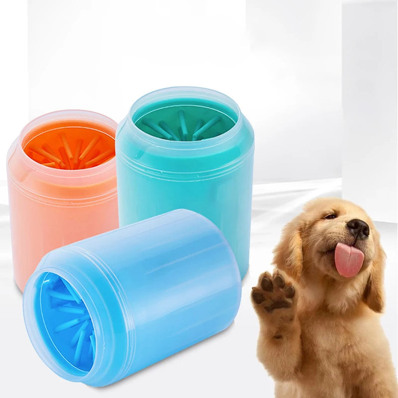 ArcticWag portable dog paw cleaner cup with soft silicone bristles for muddy paws